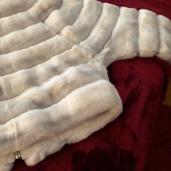 Fur Genuine Rex Light Grey Ombré Zip Front Jacket size L Brand new with tags - Picture 9 of 11